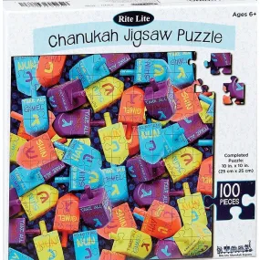 100 Piece Chanukah Jigsaw Puzzle Dreidels