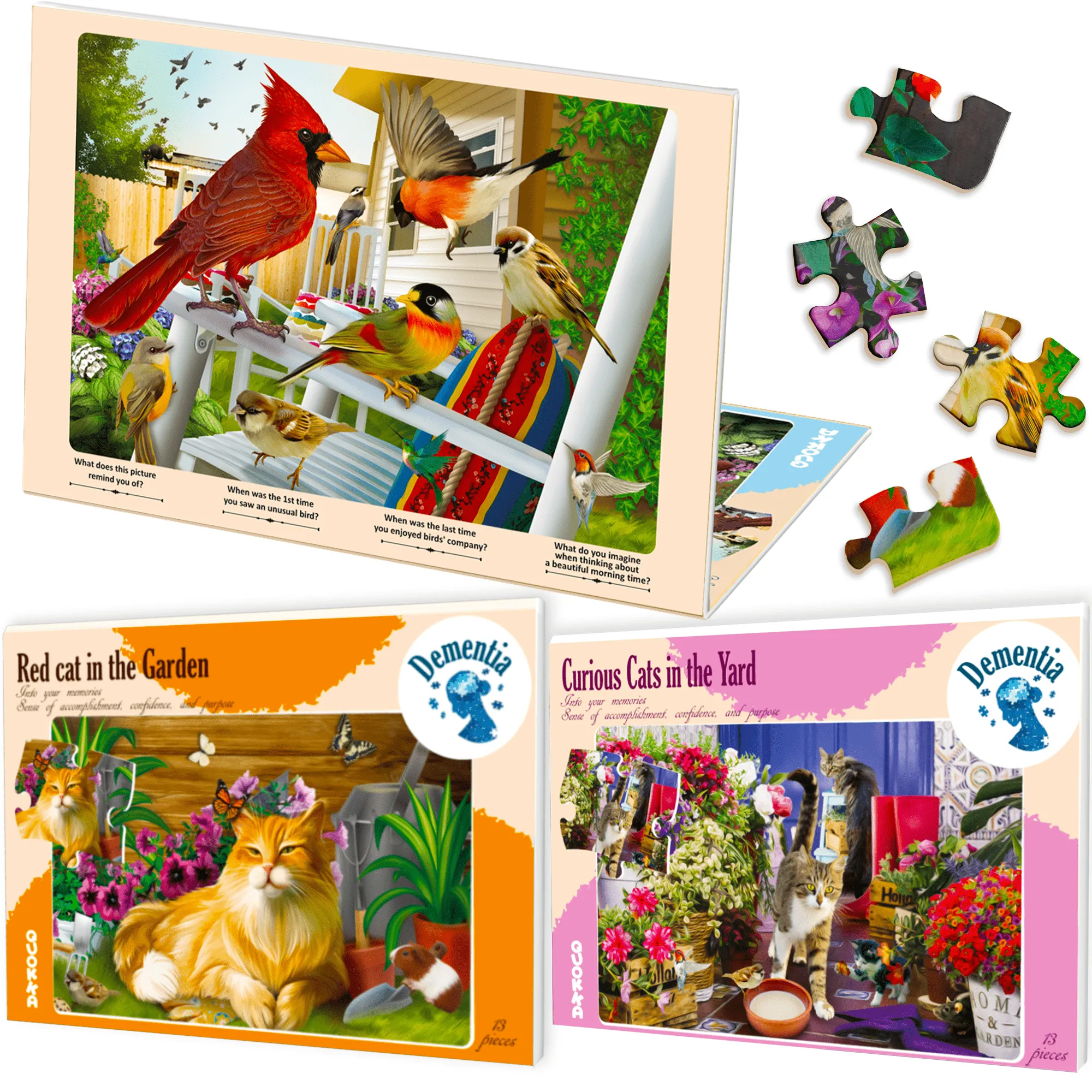 13 Pcs Dementia Puzzles for Elderly | Animals