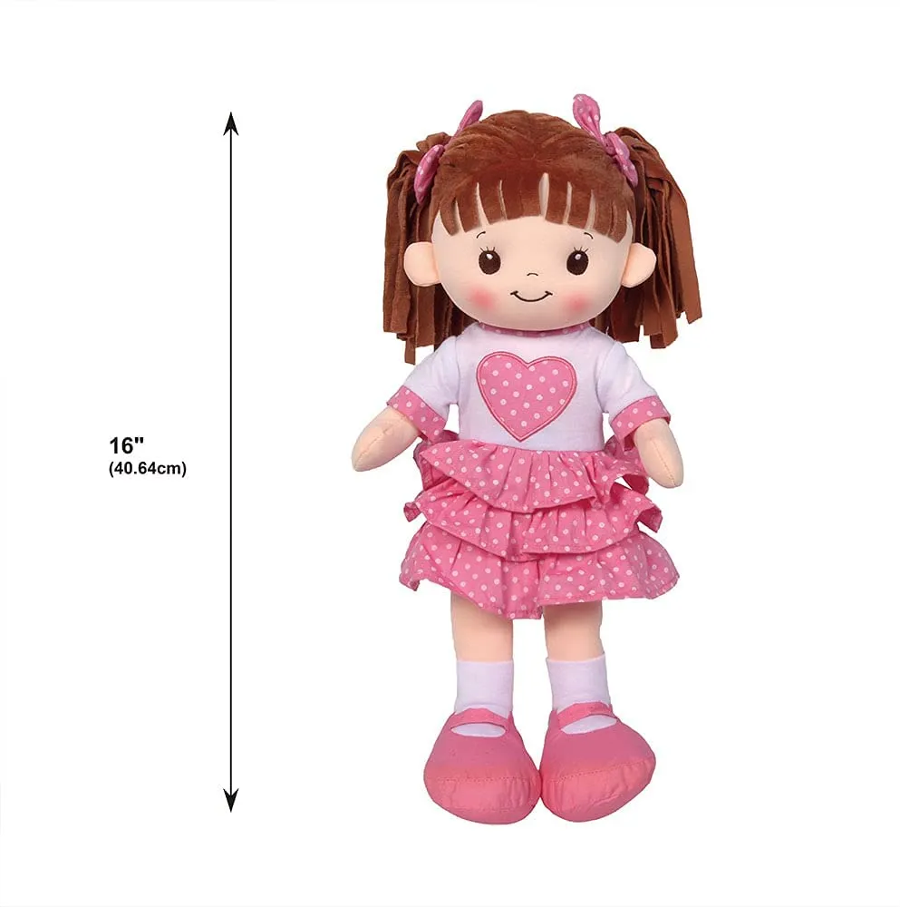 16" Little Sweet Hearts Pink Heart Polka Dot Doll (90961)