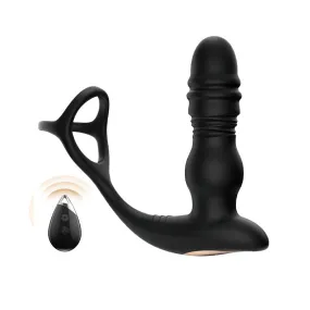 3 in 1 Thrusting and Vibrating Prostate Stimulation Anal Toy with Cock Ring