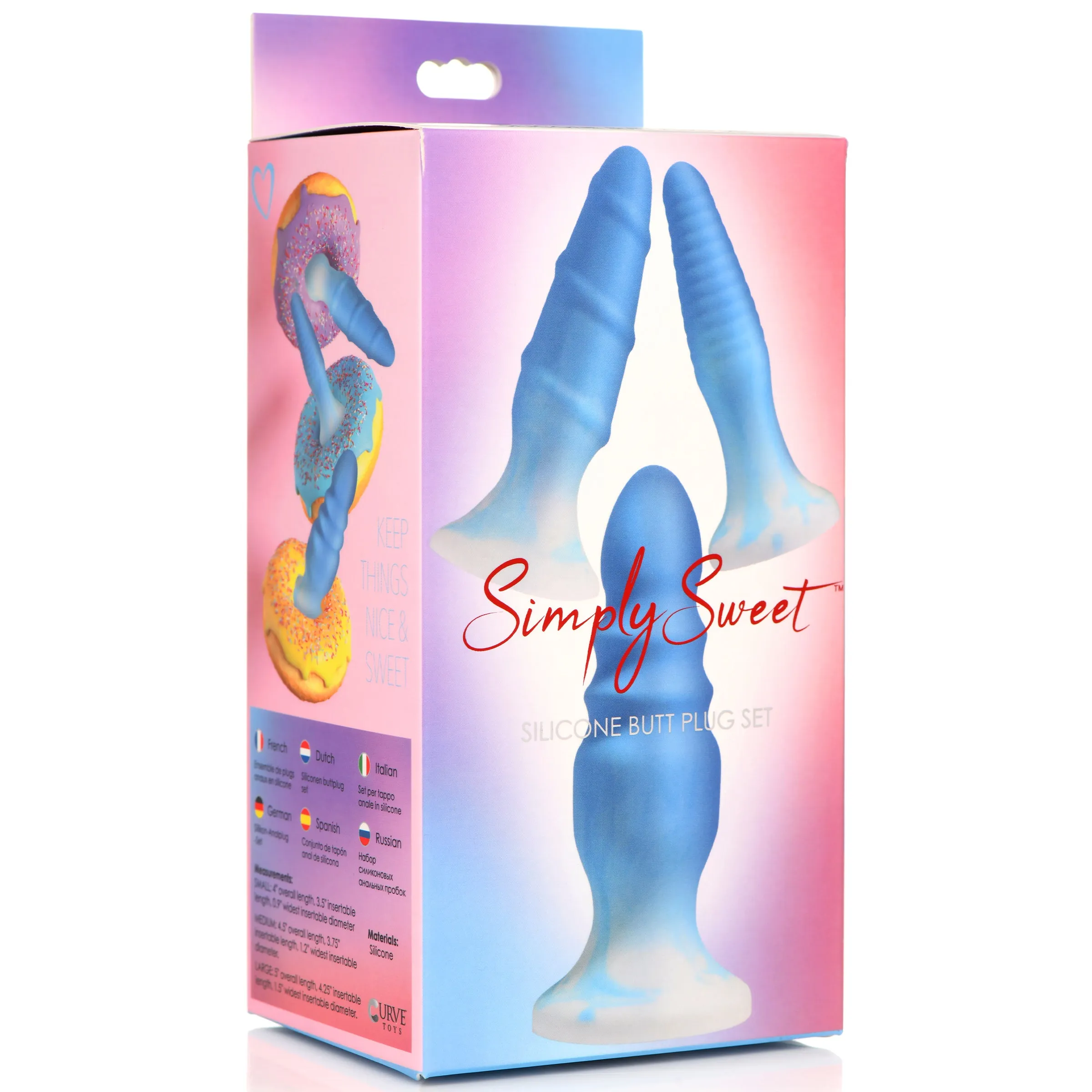 3 Piece Silicone Butt Plug Set - Blue