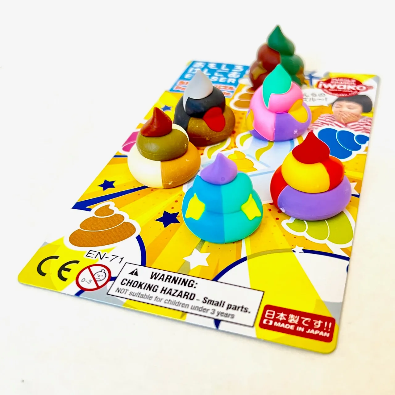 38351 IWAKO RAINBOW UNCHI POOP ERASER CARD-10 CARDS