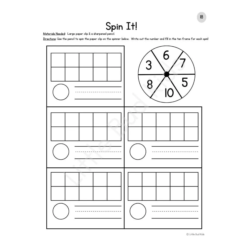 50-Page Beginning Math & Ten Frame Worksheet Set DOWNLOAD