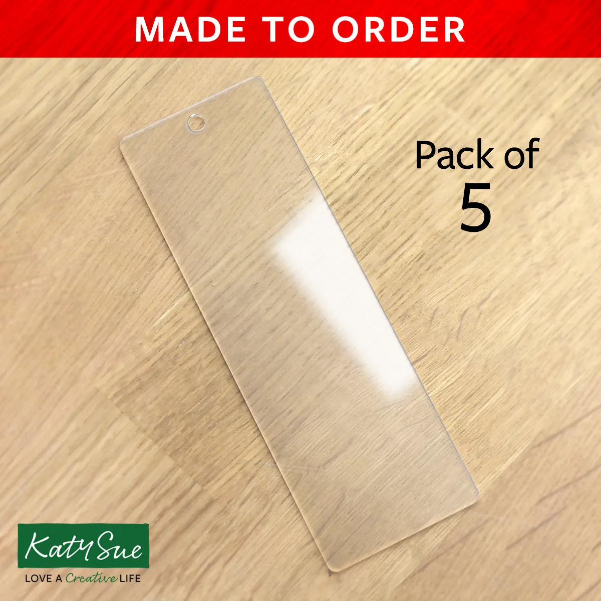 Acrylic 150x50mm Bookmark Blank - 2mm Clear Pack of 5