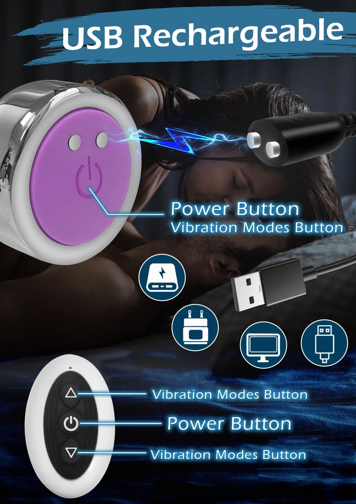 Anal Vibrating Butt Plug - Steel & Portable