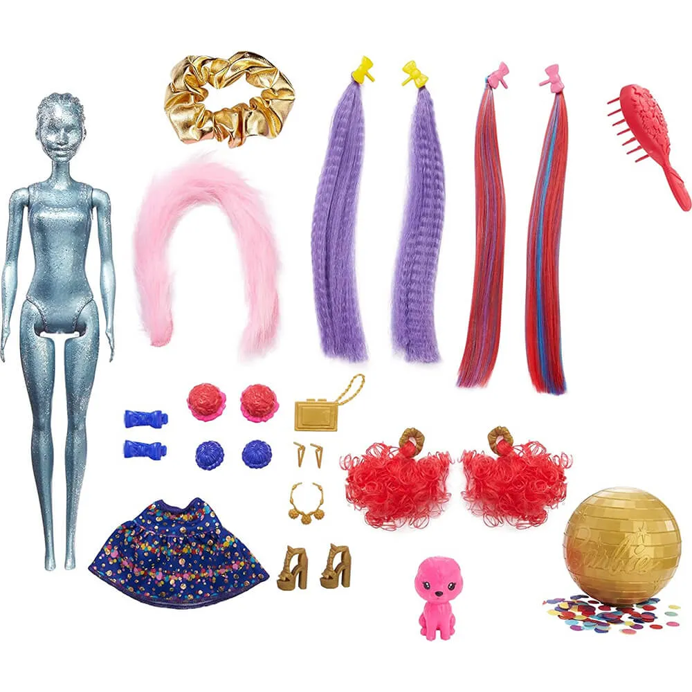 Barbie Color Reveal Glitter Doll with Red and Purple Hair