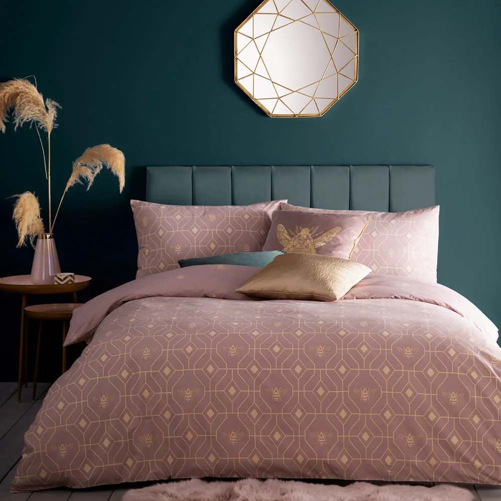 Bee Deco Geometric Duvet Cover Set Blush