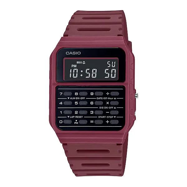 Casio Data Bank Calculator Red Resin Band Watch CA53WF-4B CA-53WF-4B