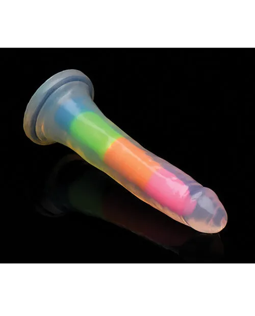 Curve Toys Lollicock 7" Glow In The Dark Silicone Dildo - Rainbow