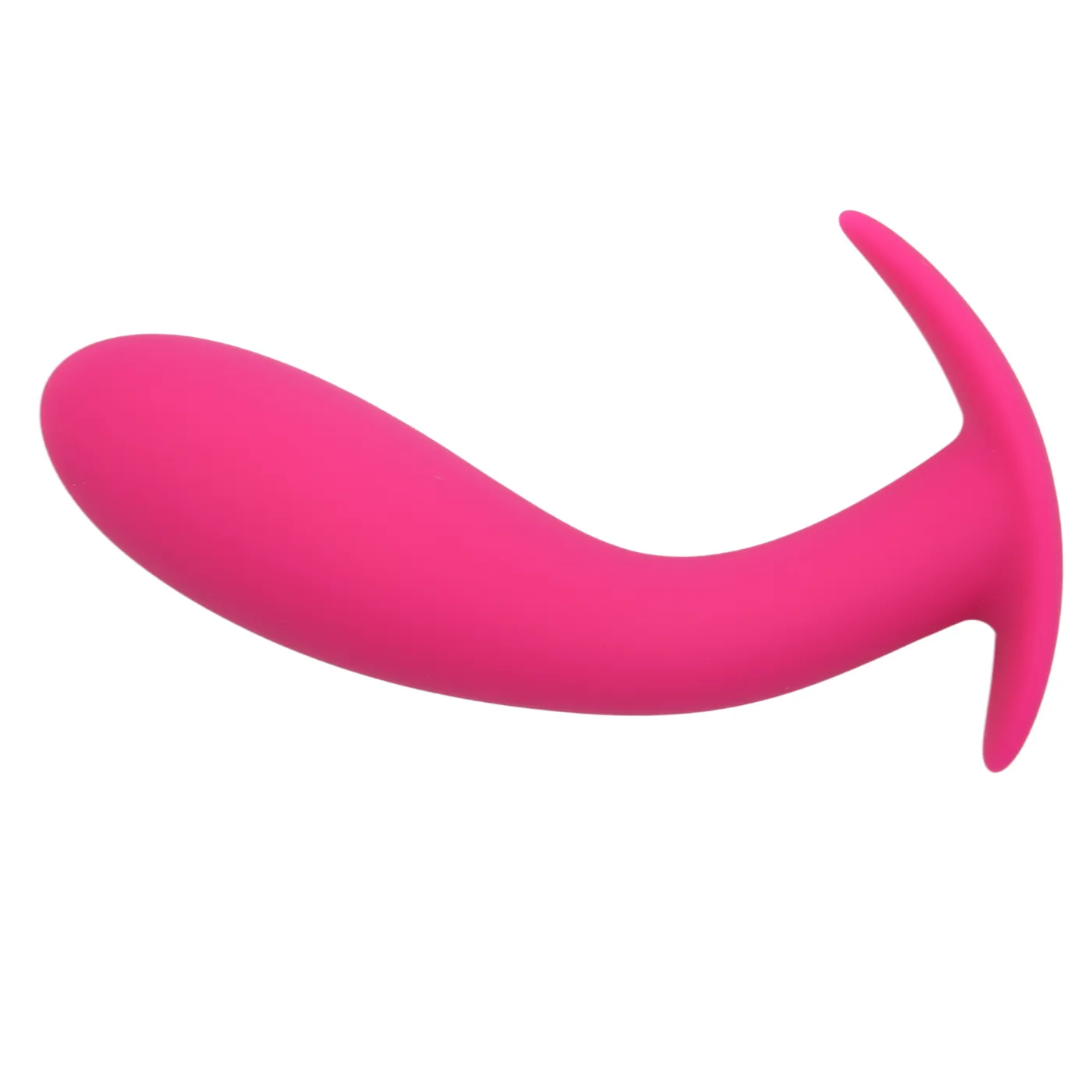 Curved Silicone Butt Plug With Flared Base