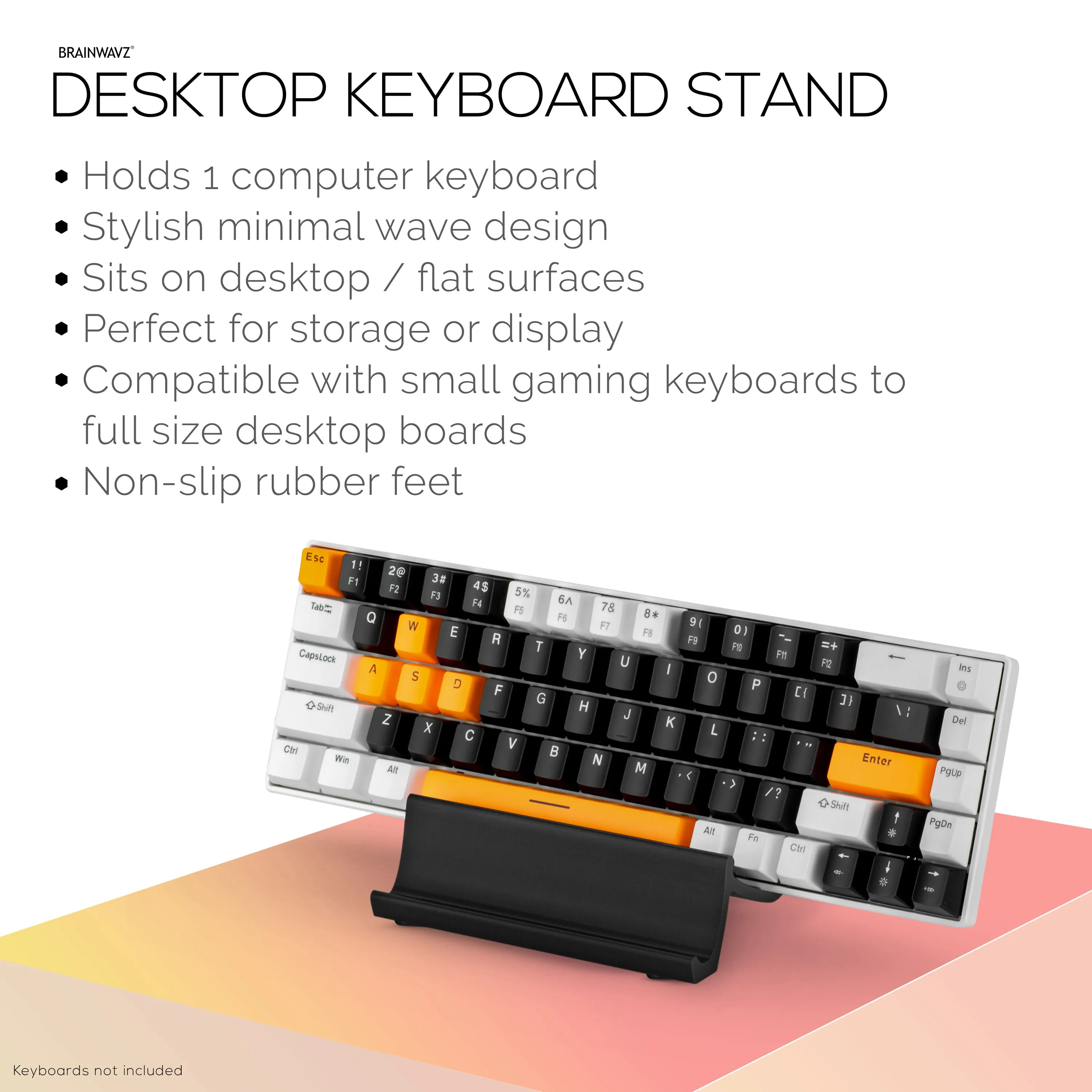 Desktop Keyboard Stand Holder - Minimal, Modern Wave Design for Display & Safe Storage for All Gaming, Home & Office Keyboards