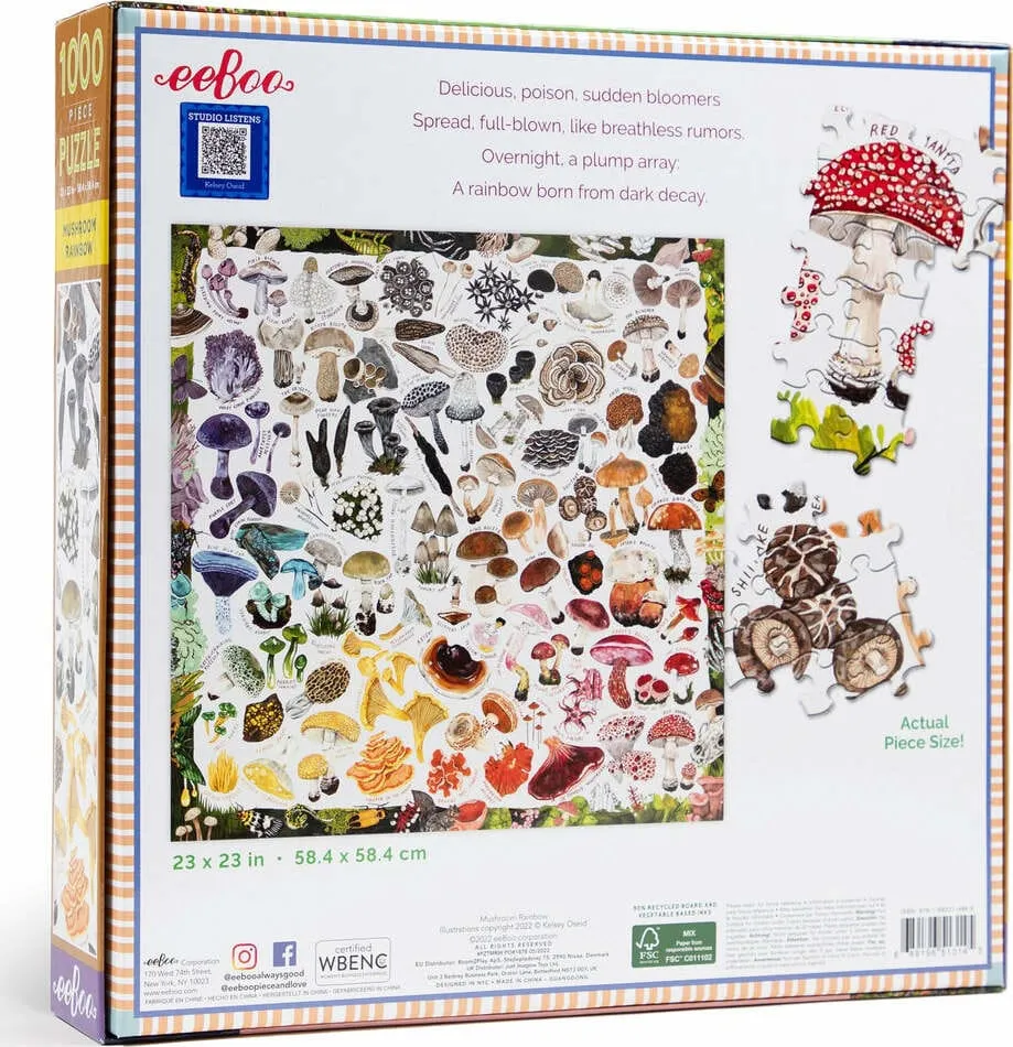 EeBoo Mushroom Rainbow 1000 Piece Puzzle