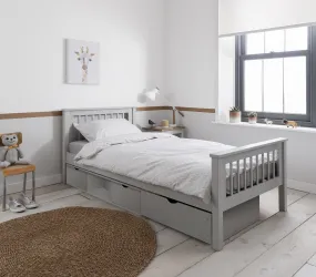 Hampshire Single Bed Frame with Oda Drawers in Grey