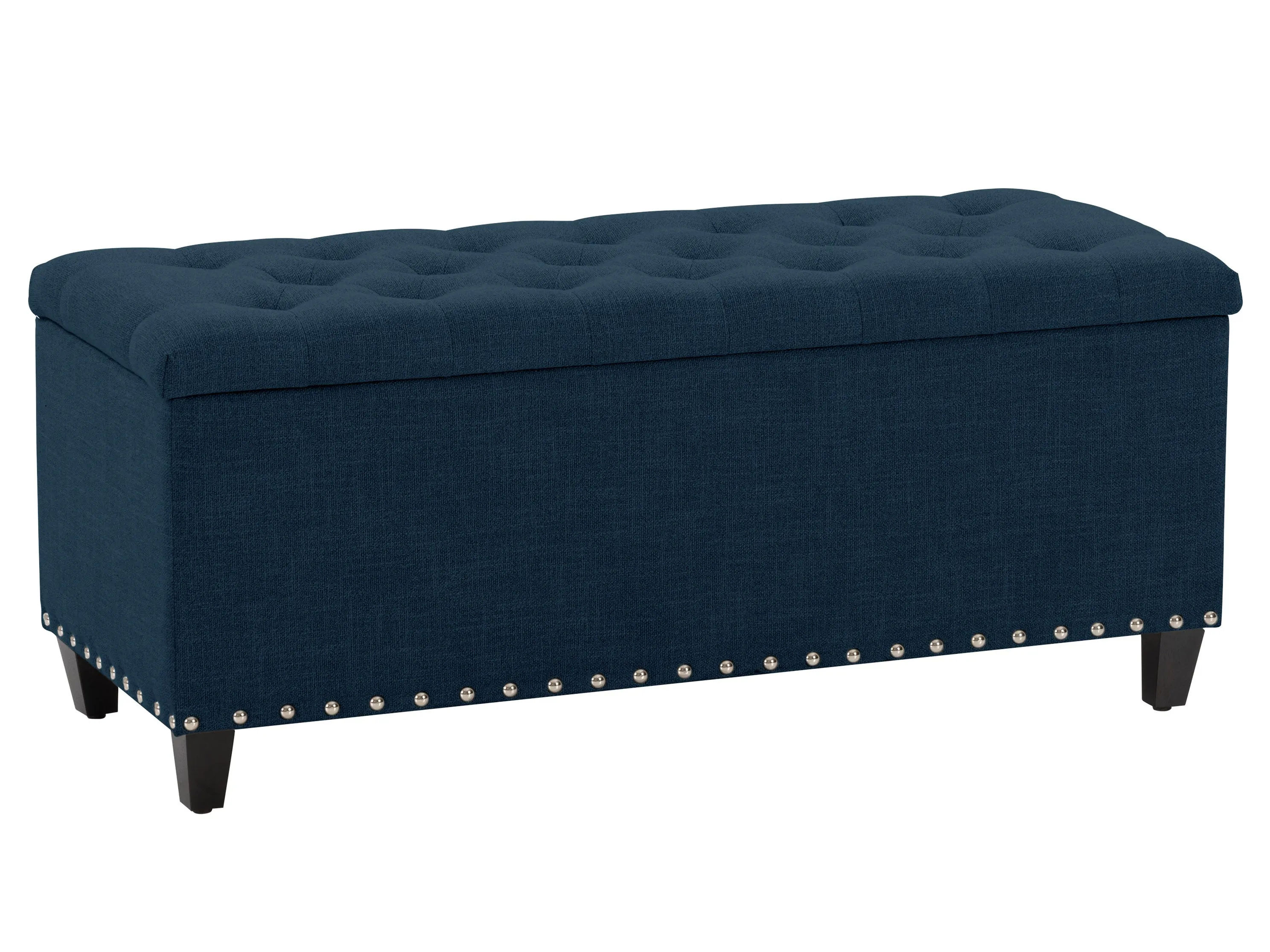 Navy Blue Tufted Storage Ottoman