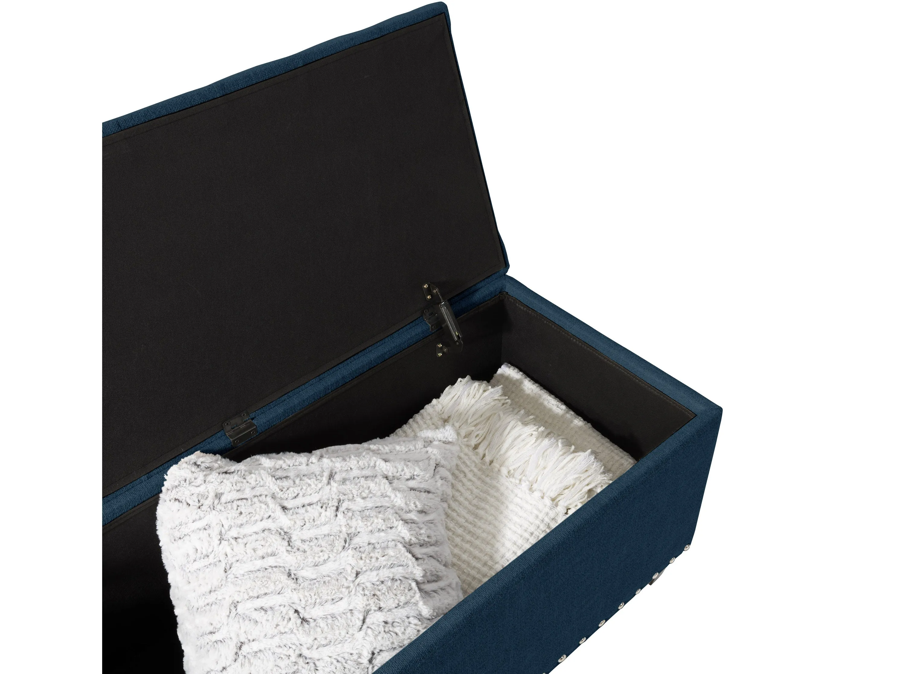 Navy Blue Tufted Storage Ottoman