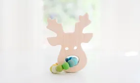 Reindeer Wood Grasping Toy With Teething Beads