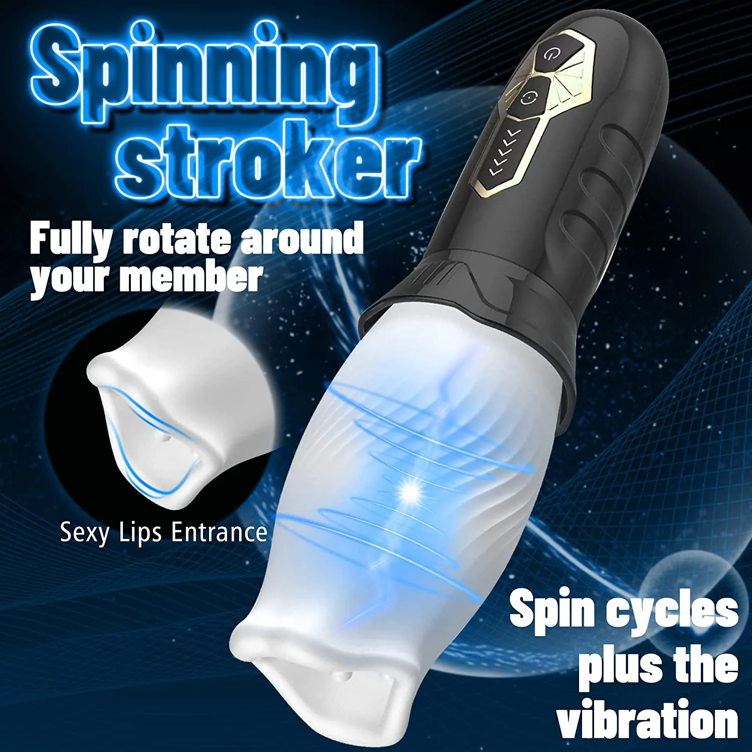 Rocket - Automatic Male Masturbator Blowjob Toy With 5 Rotation Speeds & 10 Vibration Modes - Laphwing