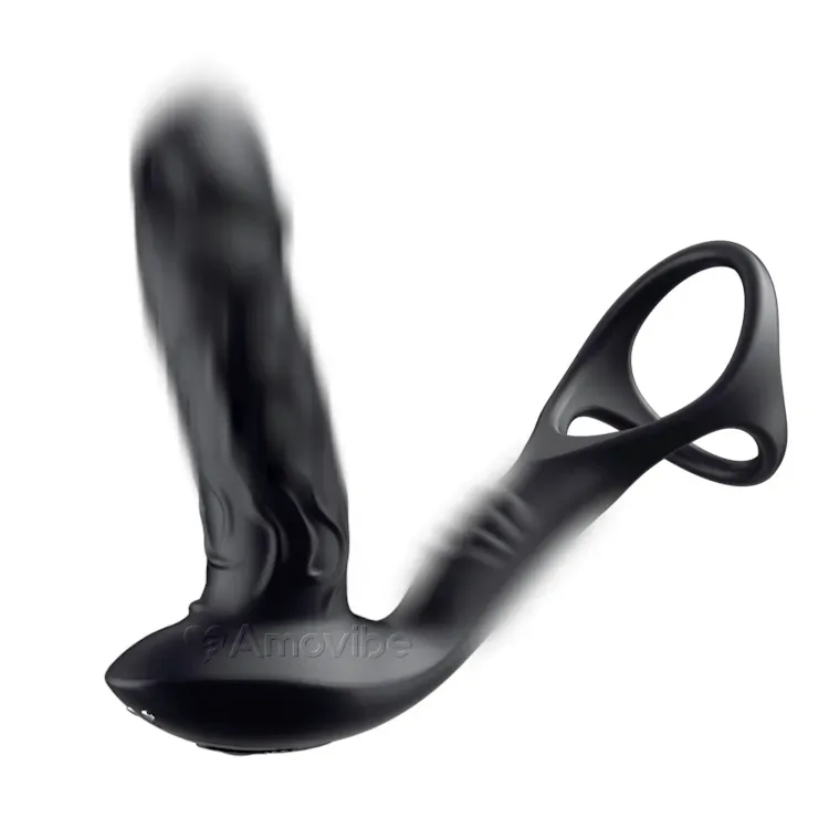 Wiggling Anal Dildo Massager - Vibration & Cock Ring