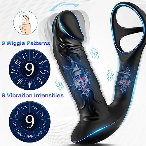 Wiggling Anal Dildo Massager - Vibration & Cock Ring