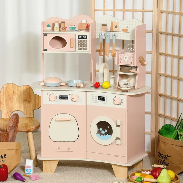 Wooden Kitchen Toy With Coffee Machine