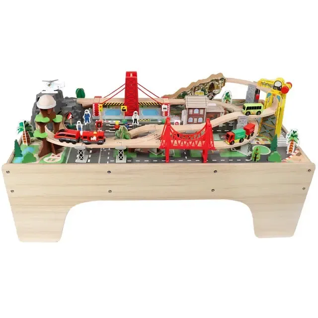 Wooden Train Set 100 pcs With Table